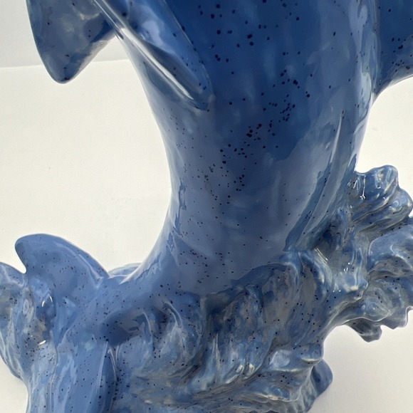 Ceramic Blue & White Jumping Dolphin Figurine - Beautiful - Rare - Picture 7 of 11